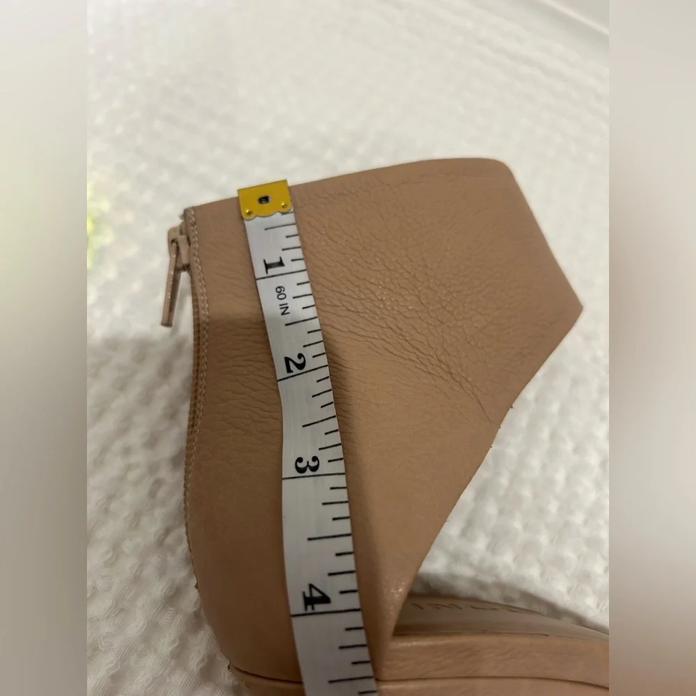Vince Nude Tan Leather Ankle-Wrap Wedge Sandals